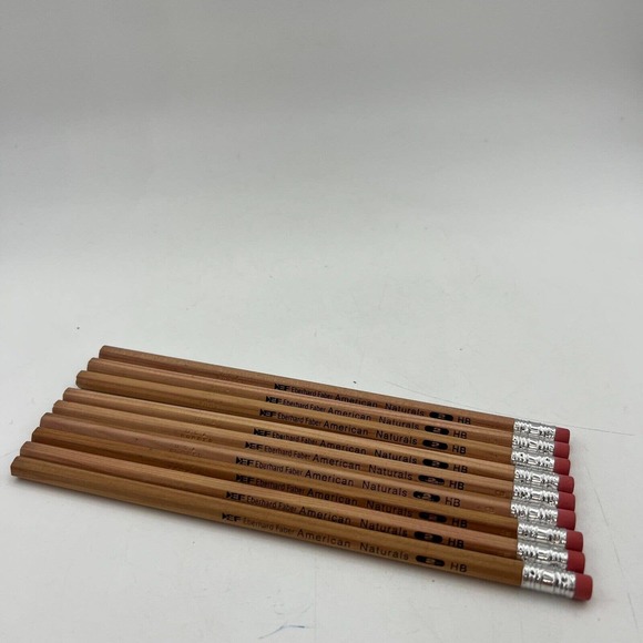 Lot of 9 Vintage Eberhard Faber American Naturals Pencils No 2 HB 100% Wood USA - Picture 1 of 6